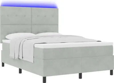 Zdjęcie produktu dla Łóżko z sprężyną LED Jasnoszary 140 x 190 cm Aksamit