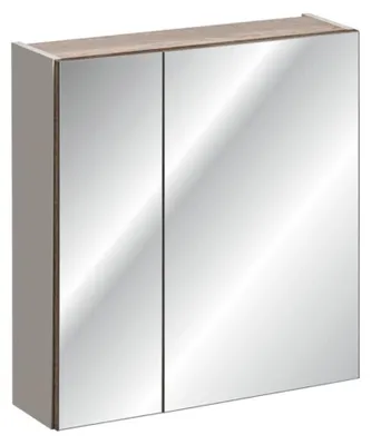 Productafbeelding van Badkamermeubel taupe met spiegels – 60 cm – 1 deur + planken