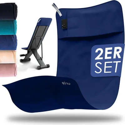 Produktbild von Nujë Mikrofaser Fitnesshandtuch 125x50 cm mit Reißverschlusstasche – Blue 2er