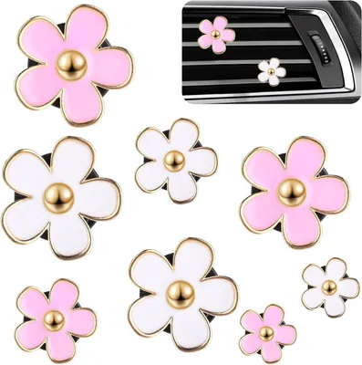 Obrázok produktu pre sada 8 osviežovačov vzduchu do auta Daisy Clip Pink White Aromatherapy Diffuser