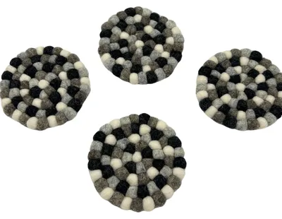 Imagen del producto de Posavasos redondos de fieltro de 10 cm, color gris multicolor (juego de 4)