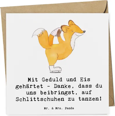 Produktbild von Mr. & Mrs. Panda Grußkarte Eiskunstlauf Trainerin - Weiß - Geschenk, Lehrerin, Klappkarte, Sportart, Sprünge, Glückwunschkarte, anlasskarte, faltkarte, für, doppelkarte