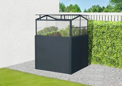 Produktbild von Frühbeetaufsatz, Gewächshausaufsatz inkl. Polycarbonat 4 mm 87 x 87 x 46 cm anthrazit