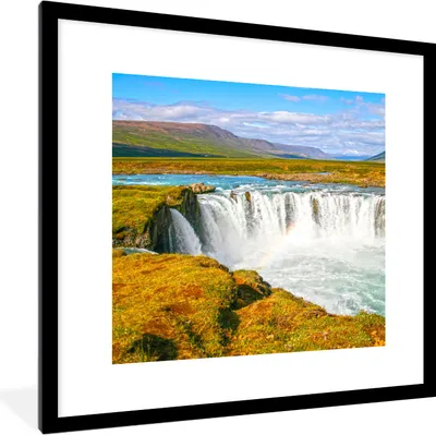 Produktbild von MuchoWow® Gerahmtes Poster Wasserfall - Wasser - Natur 40x40 cm - Poster mit Schwarzem Bilderrahmen Wandposter Rahmen Foto Bilder - Poster - Plakat im Rahmen