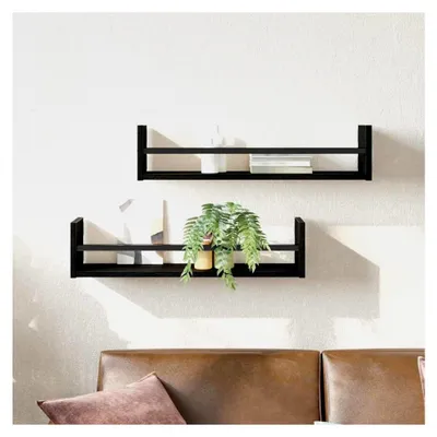 Produktbild von Wandregalset 2 Stück Schwarz Eichen-Optik 60 x 16 x 14 cm