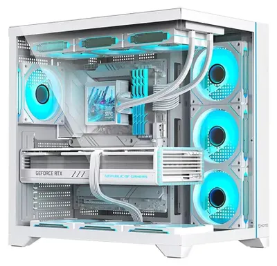 Imagen del producto de Hiditec H3 PRO, torre media, PC, transparente, blanca, compatible con placas base ATX, Micro ATX e ITX, diseño BTF, panel frontal de vidrio templado, y más