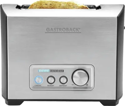 Produktbild von Gastroback Design Pro 2S, 2 Scheibe(n), Schwarz, Edelstahl, Edelstahl, Tasten, Drehregler, 950 W, 220-240 V