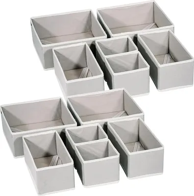 Produktbild von Kleider Aufbewahrungsorganizer Set von 12 - Schubladenteiler für Kleiderschrank - Stofforganizer für Schlafzimmer - Grau
