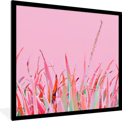 Produktbild von MuchoWow® Gerahmtes Poster Sommer - Pflanzen - Pastell 40x40 cm - Poster mit Schwarzem Bilderrahmen Wandposter Rahmen Foto Bilder - Mit Rahmen - Wanddekoration Schlafzimmer