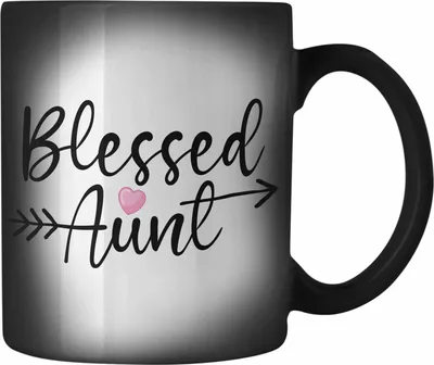 Produktbild von Trendation - Blessed Aunt Farbwechsel Zauber-Tasse Geschenk für Tante Geschenkidee beste Tante (Schwarz)