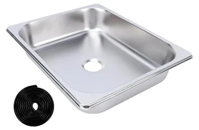 Produktbild von Waschbecken für Wohnmobile, 325 x 265 x 65 mm, Edelstahl 304, Küchenspüle und Badezimmerwaschbecken mit Gummidichtung
