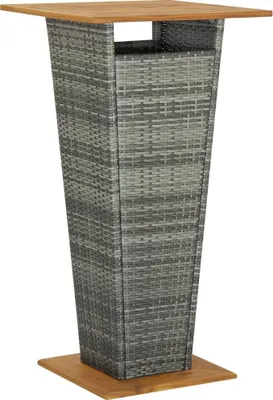 Image de vidaXL Table de bar Gris 60x60x110 cm Poly rotin et bois massif Acacia