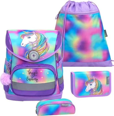 Produktbild von Belmil Compact ergonomisches Schulranzen-Set 4-teilig "Rainbow Color" mit Brustgurt, Magnetverschluss
