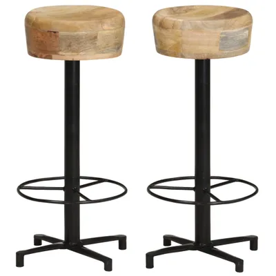 Image de lot de 2 tabourets de bar en bois de manguier 40 x 76 x 40 cm