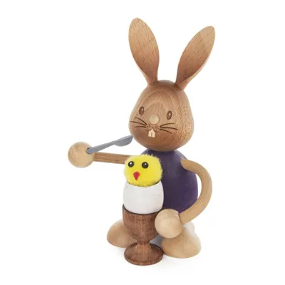 Produktbild von Drechslerei Kuhnert Hase Stupsi, Motiv:Stupsi mit Eierbecher und Küken