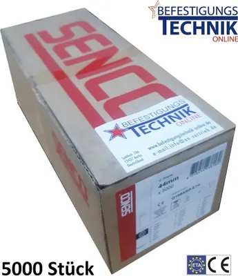 A cardboard box with the SENCO brand name and product details printed on it, presented against a white background.