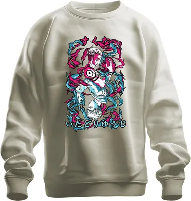 Produktbild von Jujutsu Kaisen Itadori Yuji Sukuna Anime Ästhetik düster Flammen Uni Sweatshirt Pullover, Natur, XL