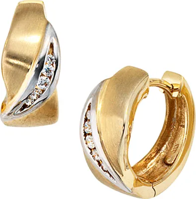 Produktbild von Creolen Creole Ohrringe 14.5mm mit 10 Zirkonia 333 Gold Gelbgold Damen
