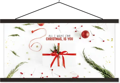 Produktbild von MuchoWow® Textilposter Winter - Zitat - Rot - Weihnachten 150x75 cm mit schwarzem Rahmen - Posterleiste