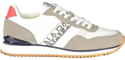 Image de Baskets blanches pour homme avec des détails gris et rouges et une semelle intérieure amovible