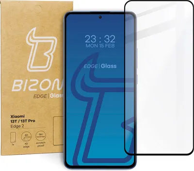 Produktbild von Bizon Glass Edge 2 Panzerglas für Xiaomi 13T / 13T Pro, Schwarz