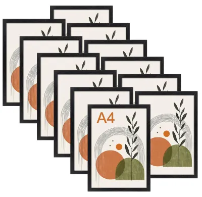 Image de Ditwis, 12 cadres photo noir, format A4, pour certificats de 21x29,7 cm