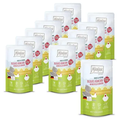 Obrázek produktu pro MjAMjAM Cat - Chicks+Friends 12x125g | Huhn & Erdbeeren