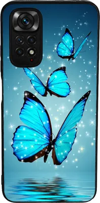 Produktbild von TPU Silikon Hülle für Xiaomi Redmi Note 11 / 11S Handy Cover Case Schutzhülle Handyhülle Bumper MOTIV 4 Schmetterling Blau