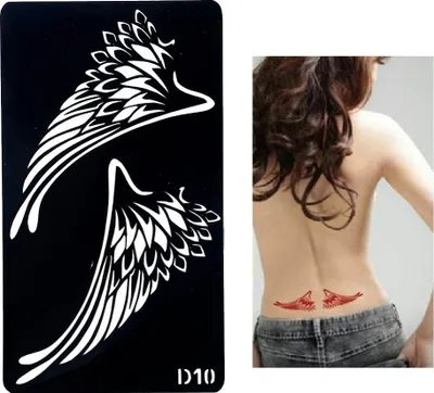 Produktbild von Henna Tattoo Schablone Airbrush Stencil Selbstklebend Flügel
