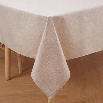 Image de Nappe rectangulaire imperméable, 130 x 160 cm, beige, lavable