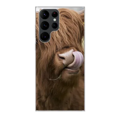 Produktbild von MuchoWow® Handyhülle Schutzhülle Hülle für Samsung Galaxy S22 Ultra Schottischer Highlander - Braun - Kuh Silikon Softcase Handy Hülle - Abbildung
