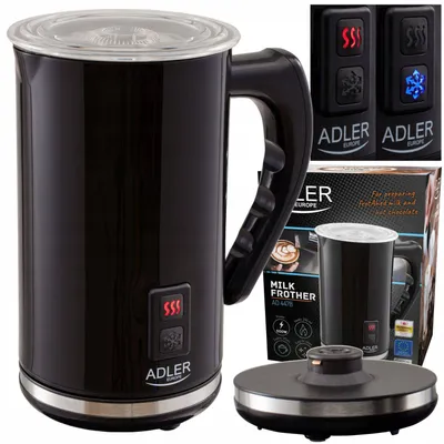 Obrázok produktu pre Adler AD 4478, Automatic milk frother/warmer, Čierna, Biela, Nerezová oceľ, 115 ml, 240 ml, 0,24 L