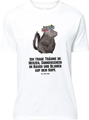 Produktbild von Mr. & Mrs. Panda Größe M T-Shirt Stinktier Mädchen - Weiß - Geschenk, Yoga, Tshirt, Herren, Wildtier, mit Spruch, Raubtier, Namaste, Shirt, Skunk