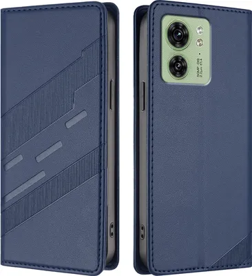 Produktbild von Hülle für Motorola Edge 40, Kunstleder Brieftaschen Handyhülle mit Kartenfach und Standfunktion Blau