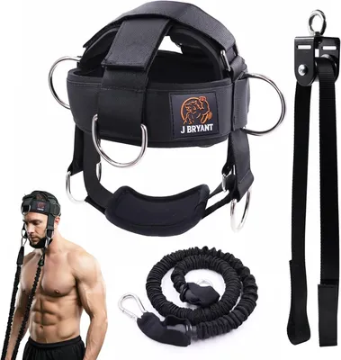 Produktbild von Nackengeschirr mit Widerstandsband, verstellbar, 360° Nackentrainer, für Krafttraining