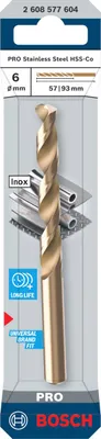 Produktbild von PRO Stainless Steel HSS-Co Spiralbohrer, 6 x 57 x 93 mm