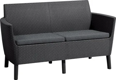Produktbild von KETER Salemo 2-Sitzer Sofa - 133 x 67 x 76 cm - Graphit/Kühlgrau