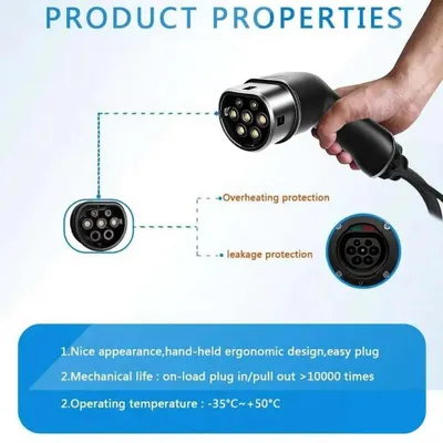 Produktbild von Ladekabel für Elektroautos - Typ 2 auf Typ 2 - 1-phasig - 32 A - 3 m - 7,2 kW - IP55