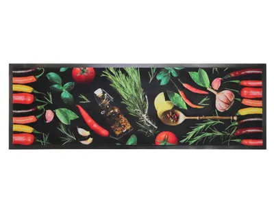 Produktbild von Primaflor Küchenläufer CHILI HERBS - 50x150cm - Strapazierfähiger Schmutzfangläufer, Rutschfester Küchenteppich, Läufer für Küche & Flur