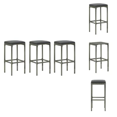 Image de vidaXL Tabouret de bar avec coussin 3 pcs poly rotin gris - Tabouret de bar