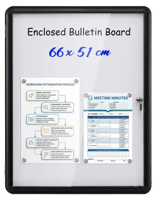 Produktbild von COSTWAY Schaukasten abschließbar, 66x51cm Magnetisch Infokasten mit beschreibbare Rückwand, Aushangkasten Wandmontage & Alurahmen, Plakatschaukasten