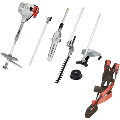 Produktbild von IKRA 4in1 Benzin Multitool IBKH 52-1 | Rasentrimmer 42 cm | Freischneider Ø 25,5 cm | Heckenschere 39,5 cm | Hochentaster Schnittlänge 25,5 cm