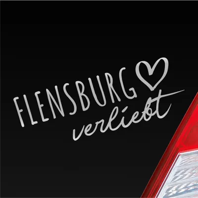 Produktbild von Auto Aufkleber Flensburg verliebt Herz Stadt Heimat Liebe Car 19x7 cm Silber Sticker Heckscheibenaufkleber