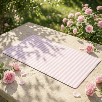 Image de Tapis de souris avec des rayures roses, dimensions 800 x 300 mm, antidérapant, idéal pour le bureau et les jeux