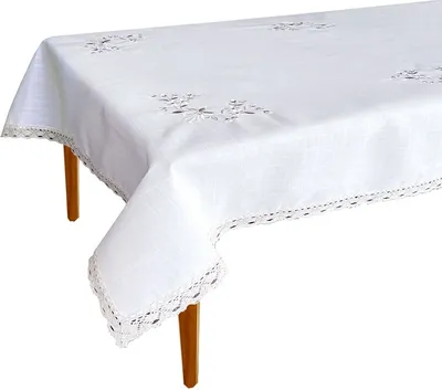 Produktbild von Tischdecke, elegant, weiß mit beiger Stickerei 052 140x350