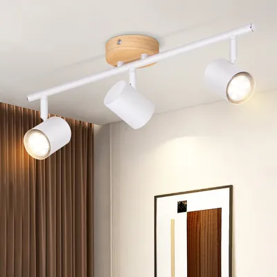 Produktbild von ZMH Deckenstrahler 3 Flammig Deckenlampe Holz GU10 LED Vintage Deckenspot Schwenkbar Vintage Strahler für Schlafzimmer Flur Küche Esszimmer Ohne Leuchtmittel
