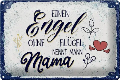 Produktbild von Blechschild Spruch Engel ohne Flügel nennt man Mama 30x20cm