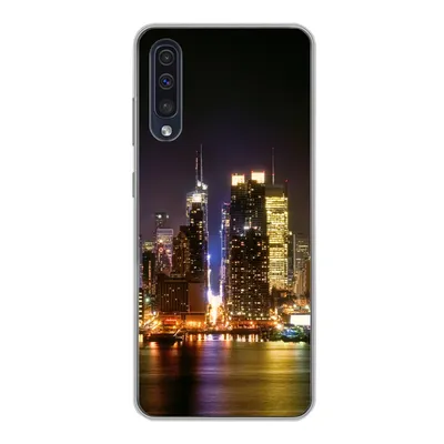 Produktbild von MuchoWow® Handyhülle Schutzhülle Hülle für Samsung Galaxy A30s New York - Skyline - Farben Silikon Softcase Handy Hülle - Karteninhaber