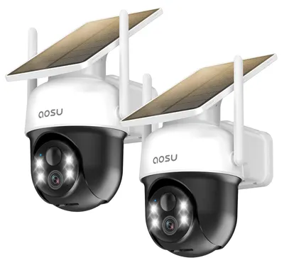Imagen del producto de Cámara de seguridad exterior - Resolución 2K 3MP - Visión panorámica PTZ de 360 grados - Panel solar y batería - Color blanco