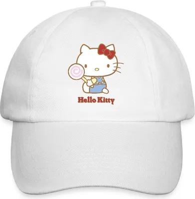Produktbild von Spreadshirt Hello Kitty Mit Lollipop Baseballkappe, One size, Weiß/Weiß